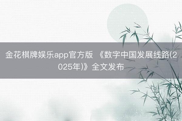 金花棋牌娱乐app官方版 《数字中国发展线路(2025年)》全文发布